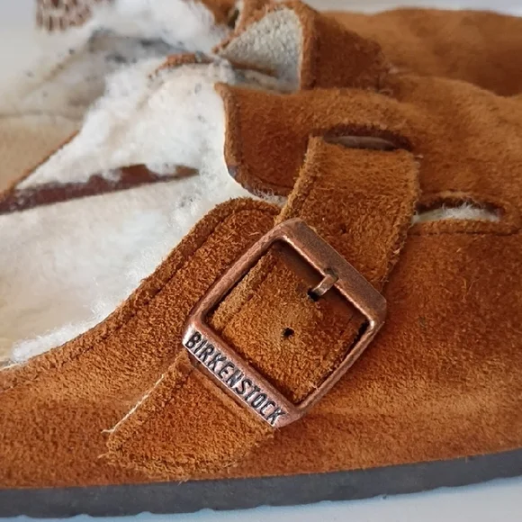 Birkenstock Boston clogs Chestnut Suede Faux-Sheepskin Slip-On Clogs 38 - Picture 6 of 15